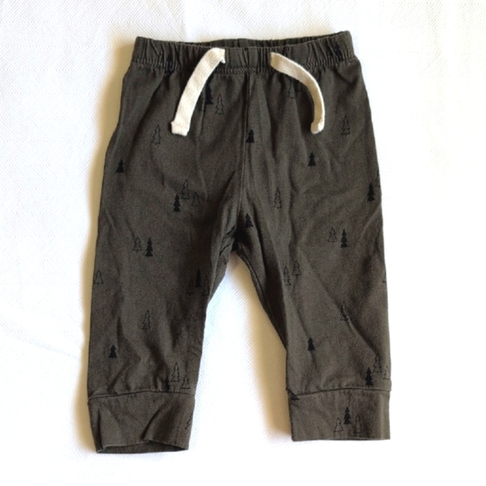babyGap green tree print cotton joggers pants 3-6 months baby boy